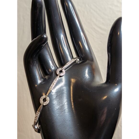 Silver Tone Circle Bar RL Tennis Bracelet - Picture 7 of 7